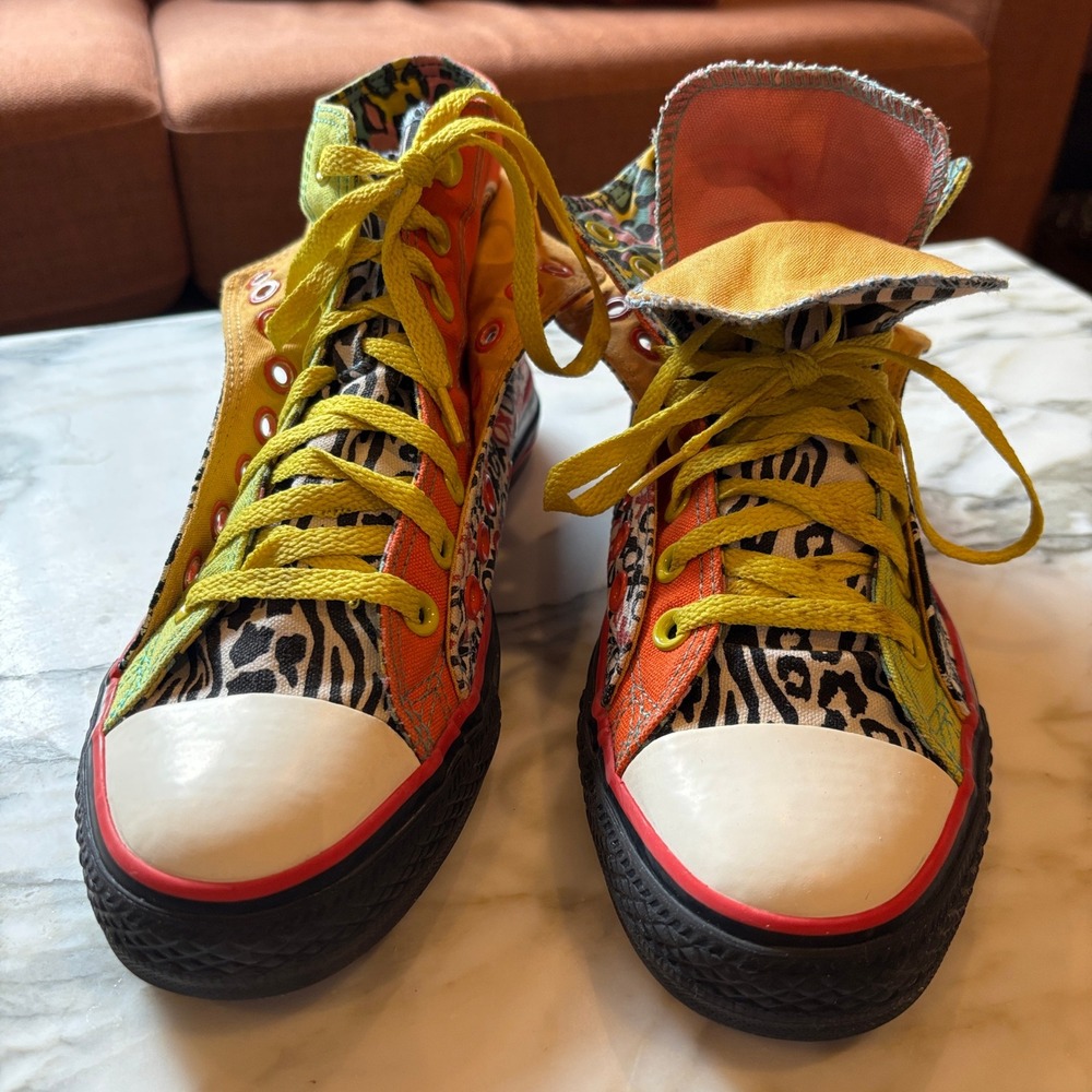 Converse Chuck Taylor All Star Double Upper High Top Mixed Print Sneakers Size 8 - Picture 2 of 14